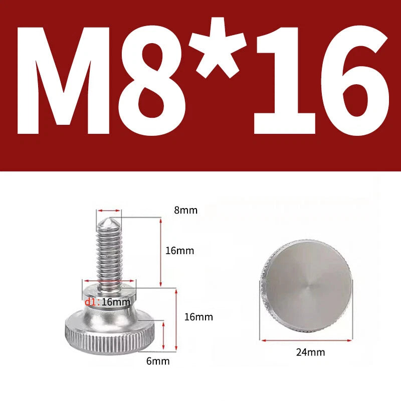 Knurled Thumb Screws Flat Round Head Grip Knob Adjustment Stainless Steel M8 M10