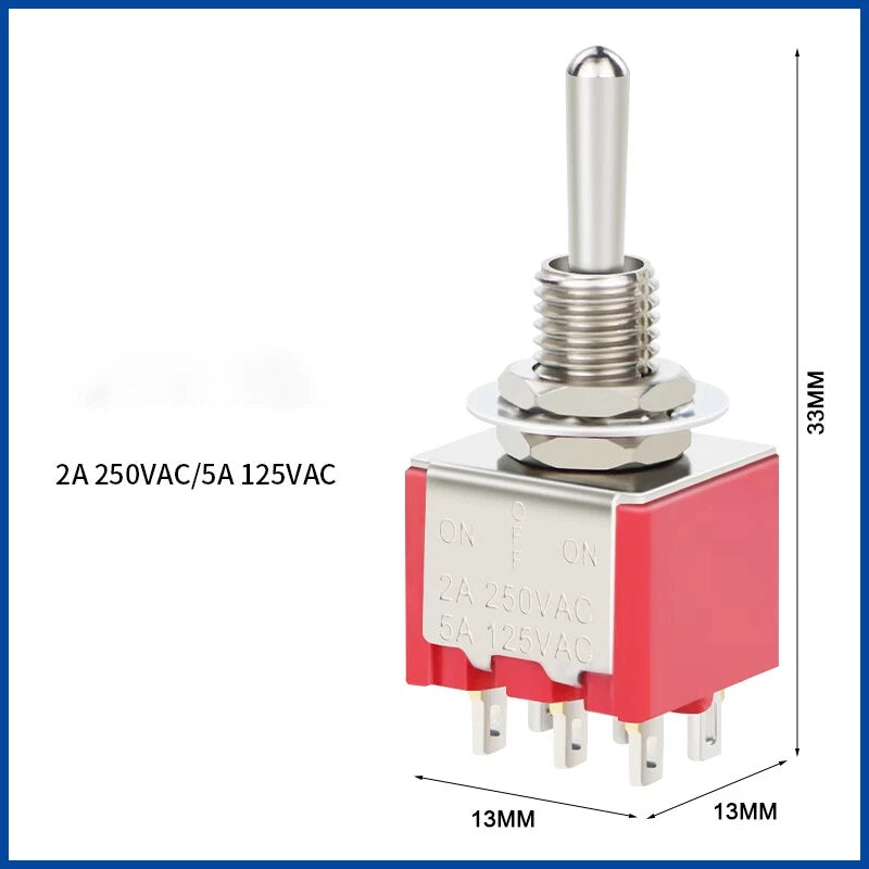 Toggle Switch 3/6 Pin, 2/3 Position, 120/250VAC — Car, Boat & Marine Panel