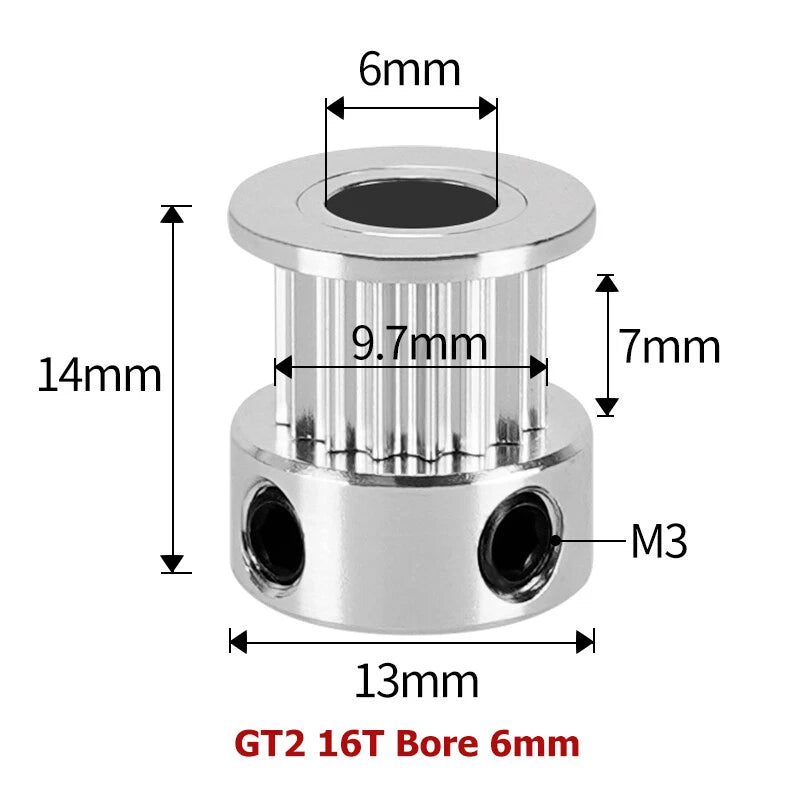 2GT 16T-40T Timing Belt Pulley Synchronous Aluminium 3D Printer Extruder Gear
