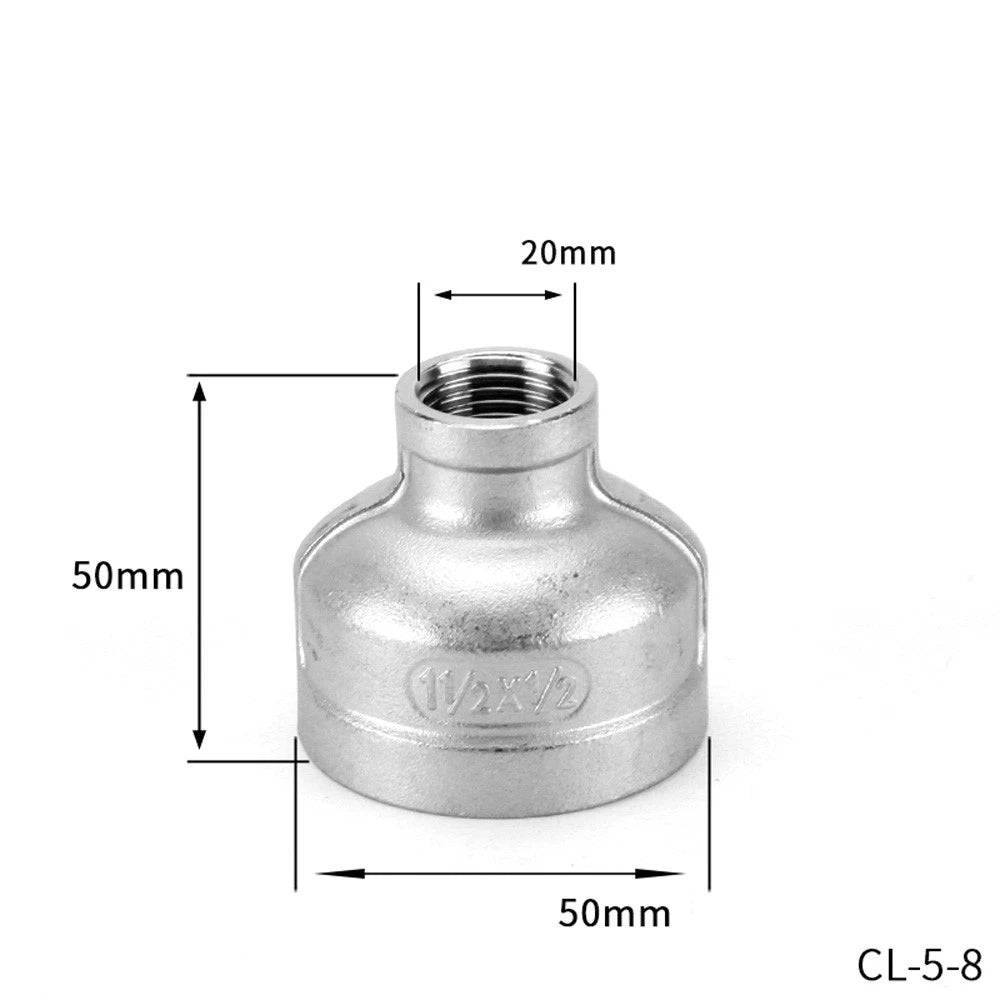 BSP Female Threaded Pipe Reducer Coupling — Stainless Steel A2, 1/2" to 4"