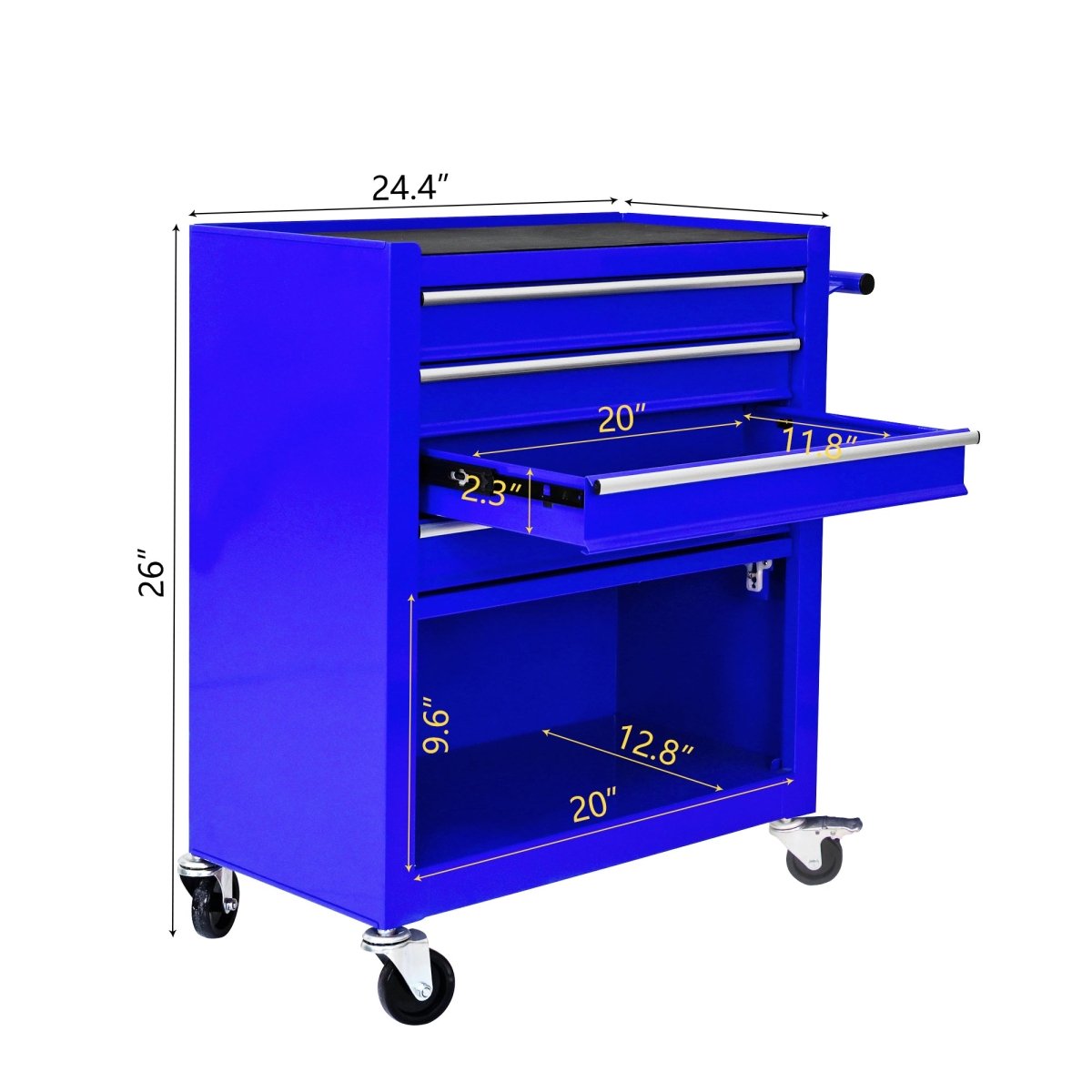 4 Drawers Multifunctional Tool Cart With Wheels - Blue - HomeDIYer
