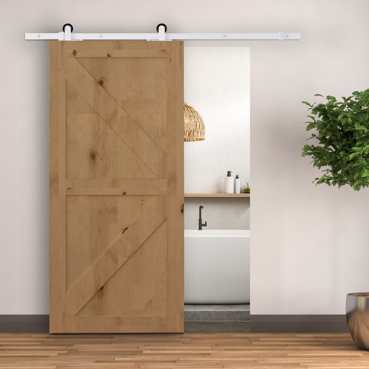 Rustic Interior Sliding Barn Door Mounting Hardware Kit White - HomeDIYer