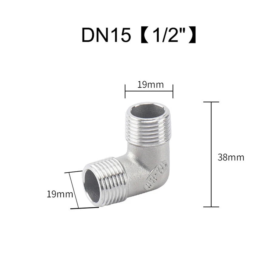 BSP Male to Male 304 Stainless Steel 90° Elbow Pipe Fitting — 1/4" to 2"