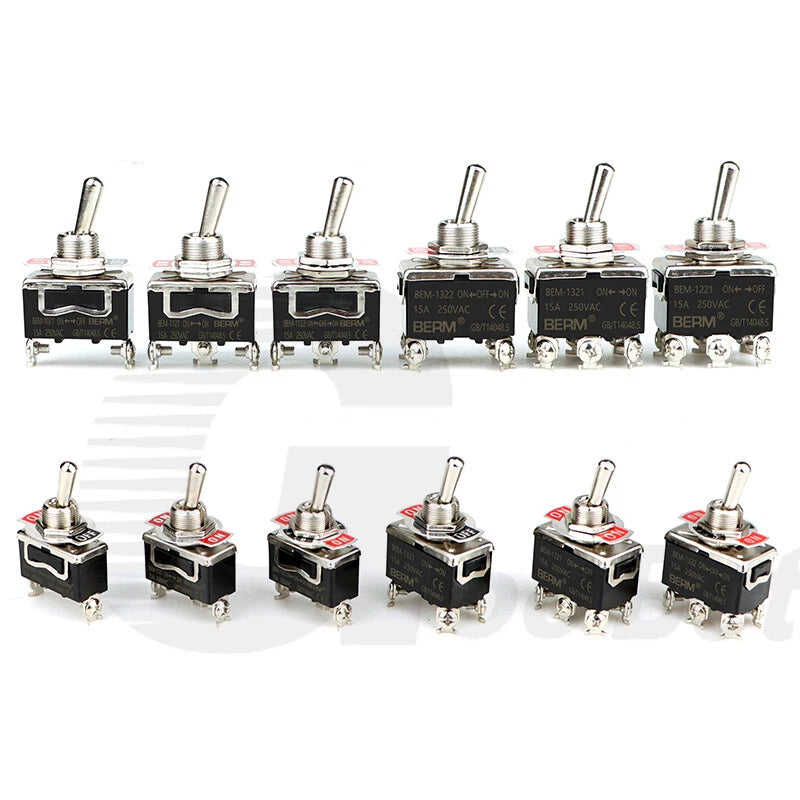 Toggle Switch SPST SPDT DPST DPDT 250V AC 15A — E-TEN & BEM Series with Waterproof Cover
