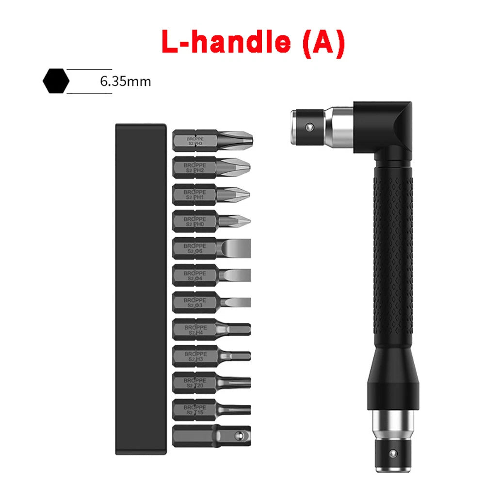 1/4" Screwdriver Bits Kit Angle L-Shape Socket Wrench-Ratchet Screwdriver Set