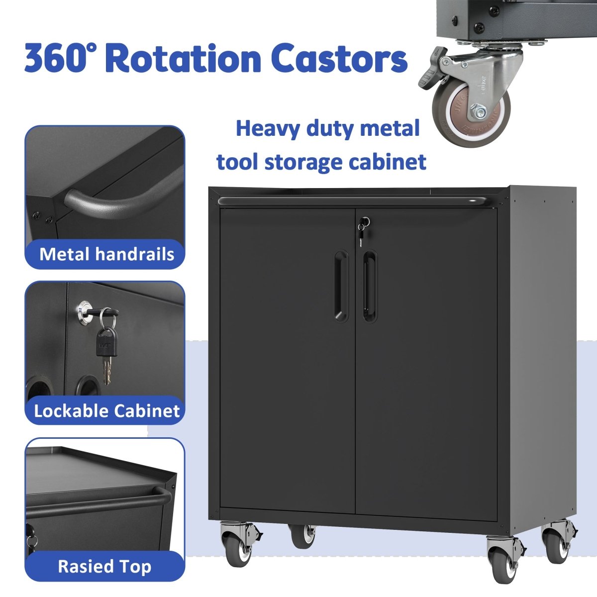 Heavy - Duty Metal Garage Storage Cabinet with Wheels - Sturdy and Durable Tool Storage Cabinet for Garage, Office, and Home Organizer Solutions - HomeDIYer