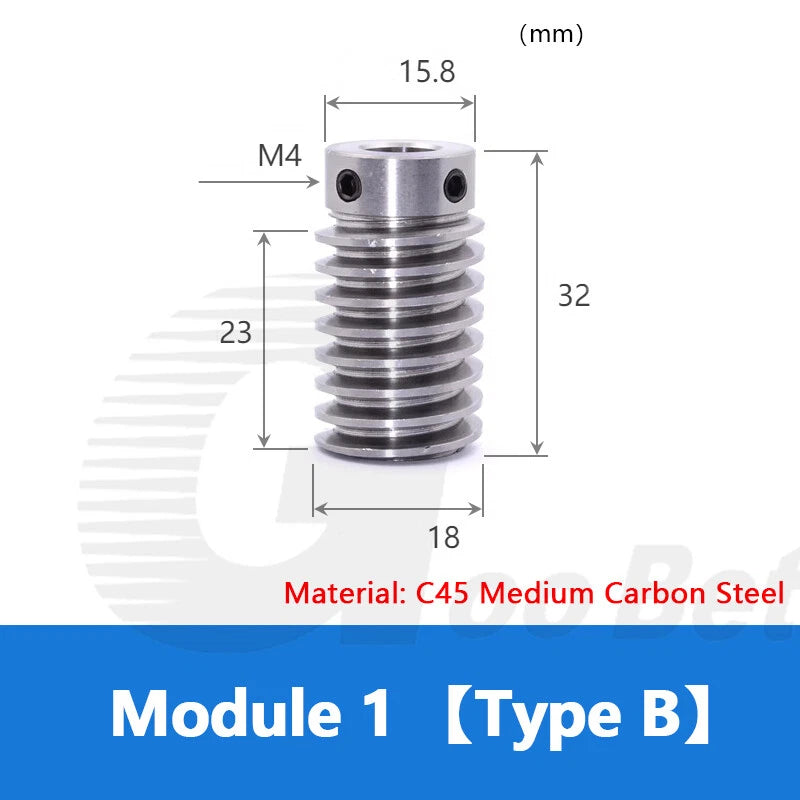Module 1 Steel Worm Shaft Plastic Worm Gear Wheel 15 - 80 Tooth Nylon Precision
