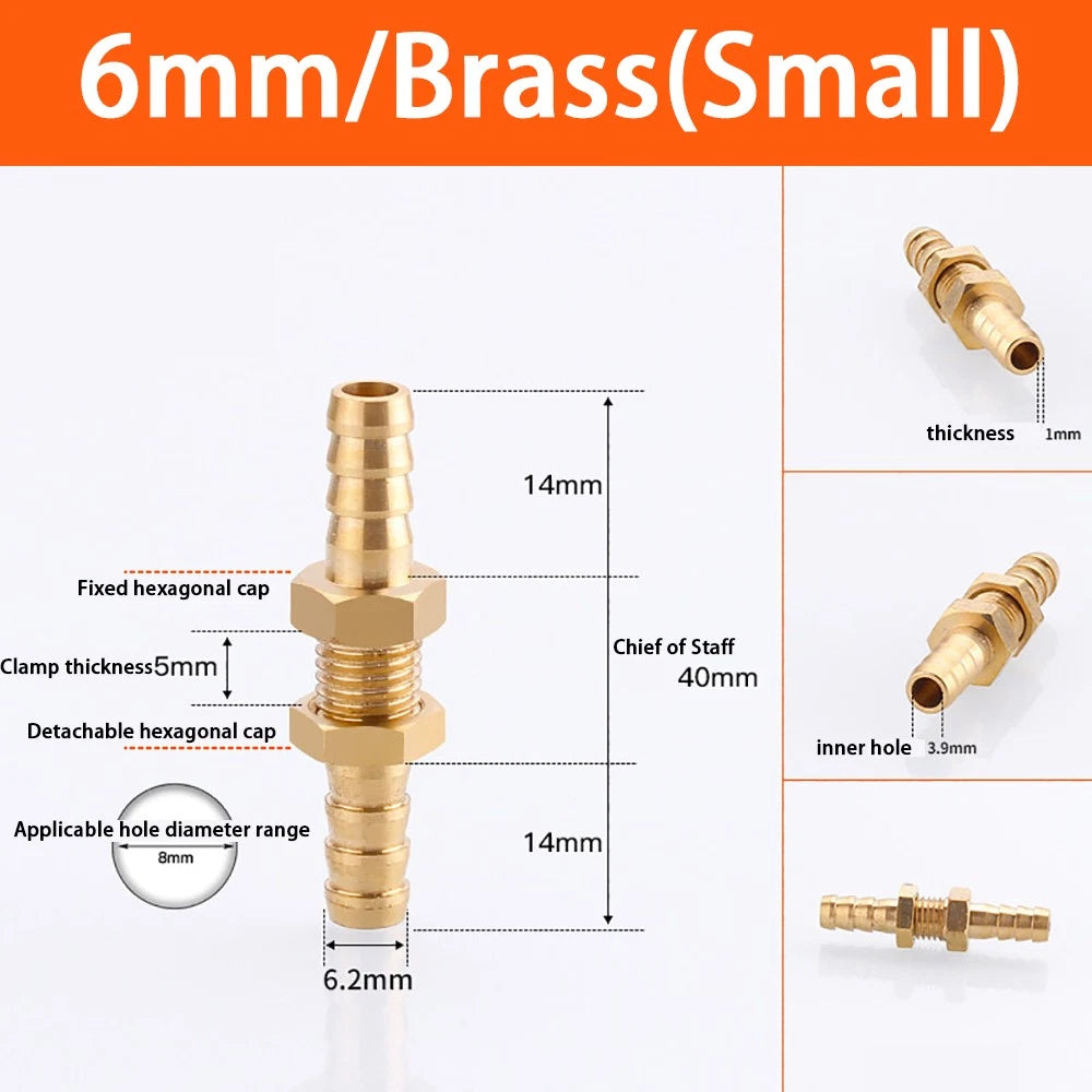 Copper Straight Hose Connector Double-Sided Female Thread