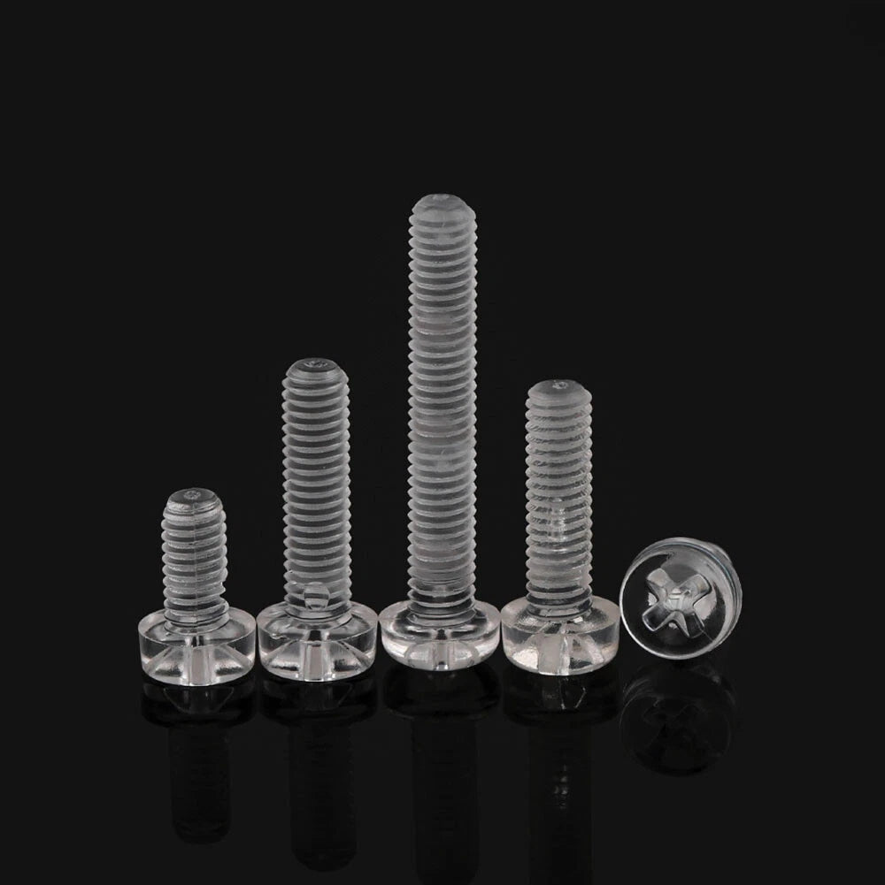 M2-M10 Clear Plastic Phillips Round/Pan Head Machine Screws Cross Screws Hex Nut