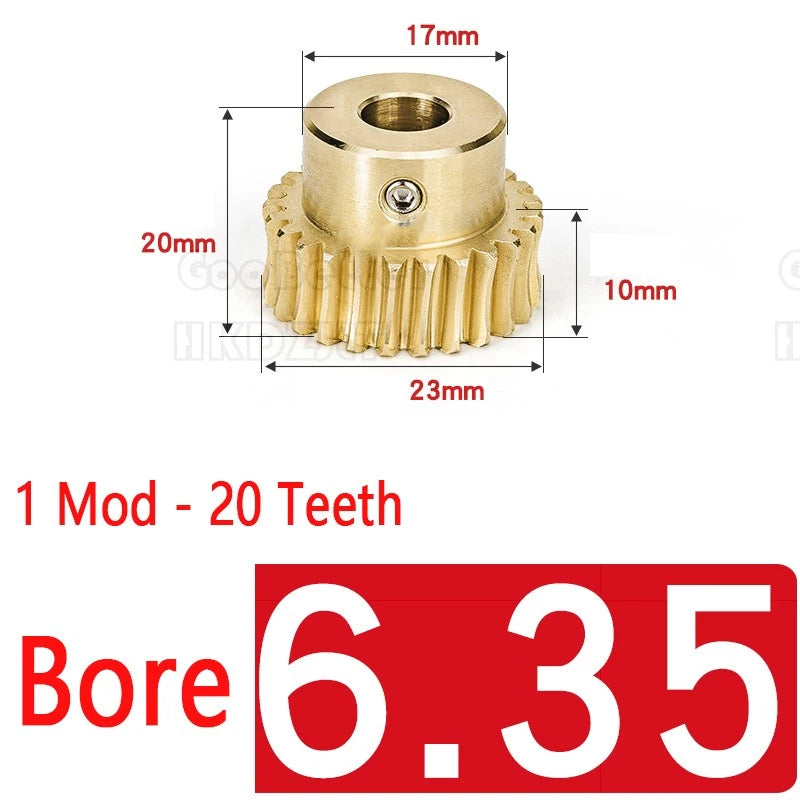 1 Modulus 20 Teeth Brass Worm Wheel Gear 1:20 Transmission Gear,Worm Rod Shaft