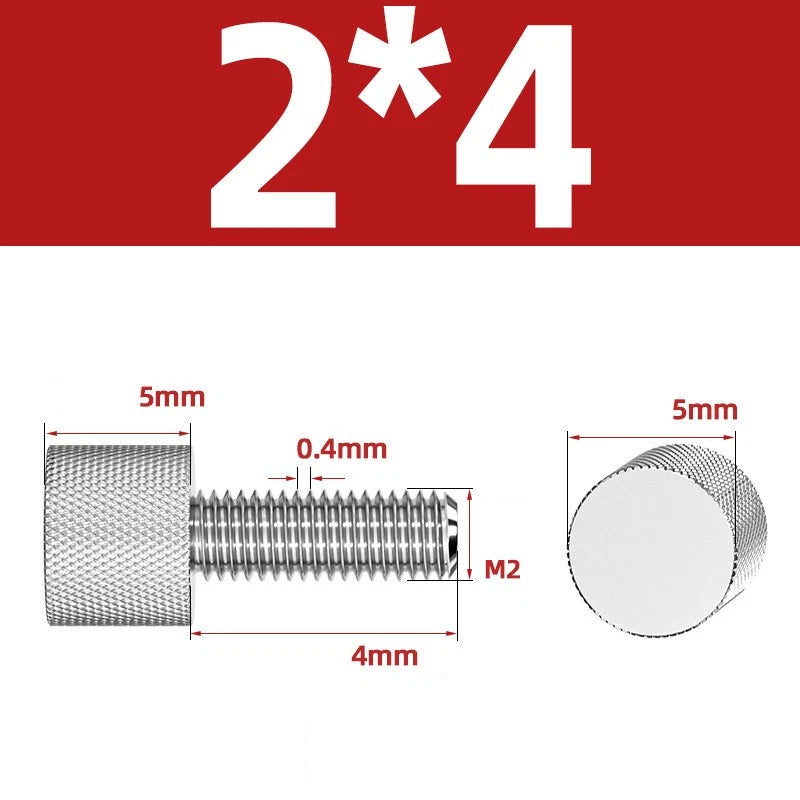 Knurled Thumb Screws A2 Stainless Steel — Flat Head Thumbscrew Bolts M2 M2.5 M3 M4 M5 M6 M8