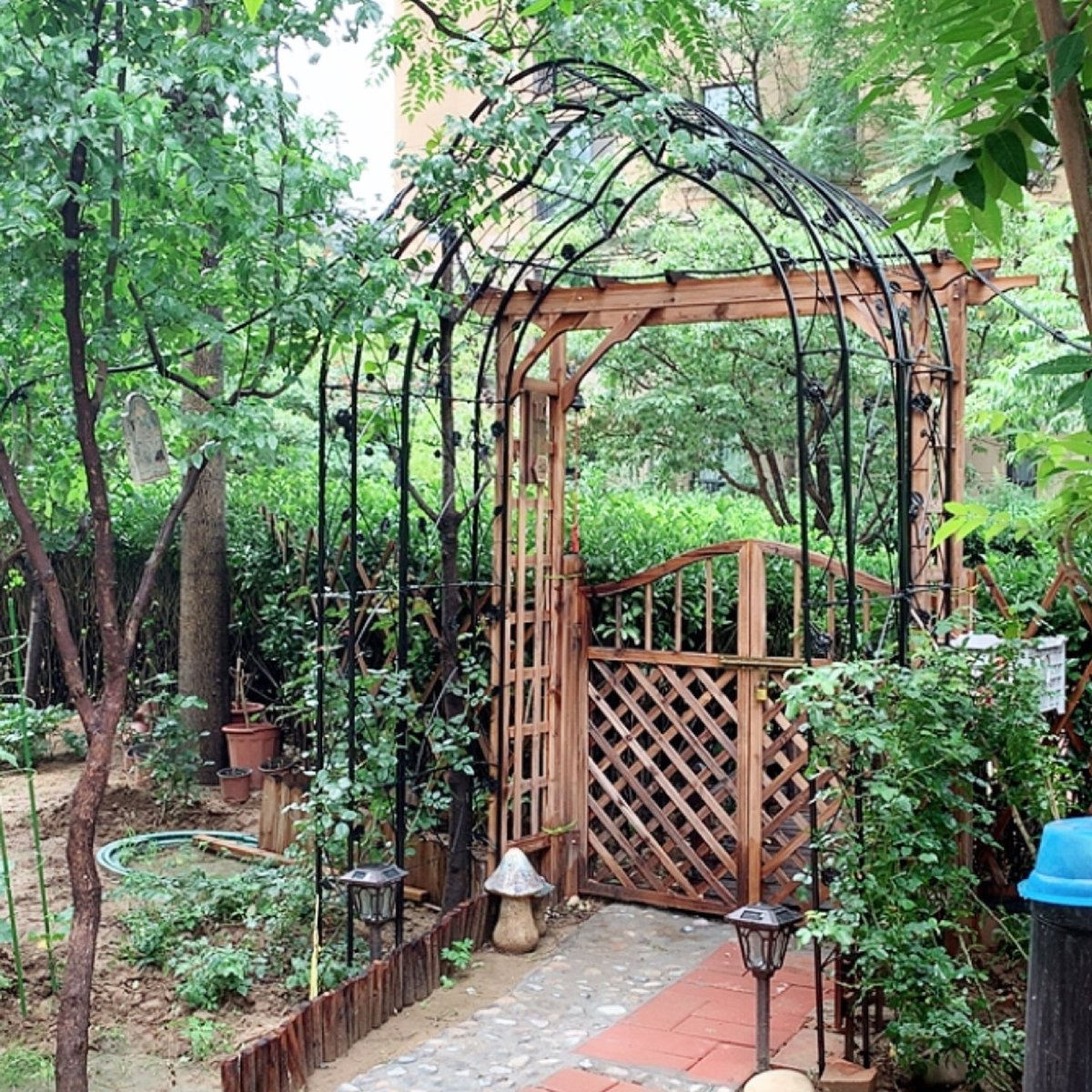 Metal Garden Arch Assemble Freely with 8 Styles Garden Arbor Trellis Climbing Plants Support Rose Arch Black - HomeDIYer