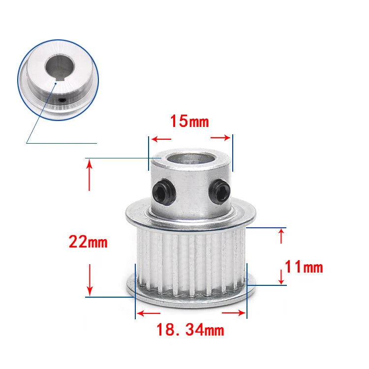 3M Timing Belt Drive Pulley BF-Type 15T-100T Bore 3-25mm For 10mm Width Belt