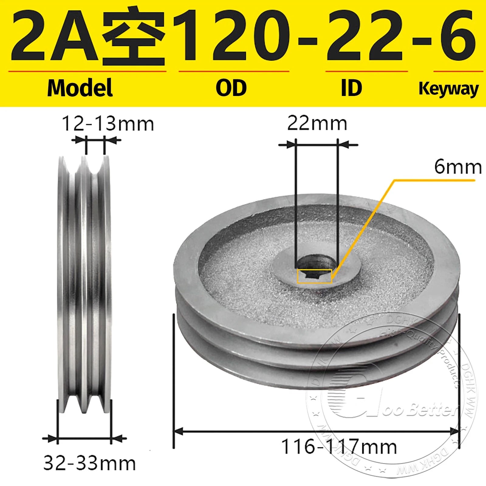 V-Belt Pulley Motor Pulleys Hollow 6-8mm Discs Dia Ø120-250mm For 2A Type Belts