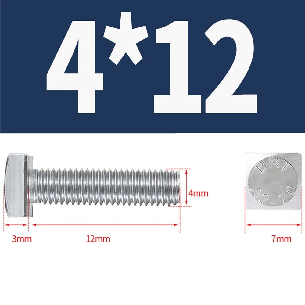 M4 M5 M6 M8 Square Head Bolts Full Thread 304 Stainless Steel — 12 to 80mm - HomeDIYer