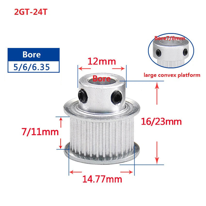 2GT 16-110T Timing Belt Pulley Pitch 2mm With Step Width 11mm For 3D Printer CNC