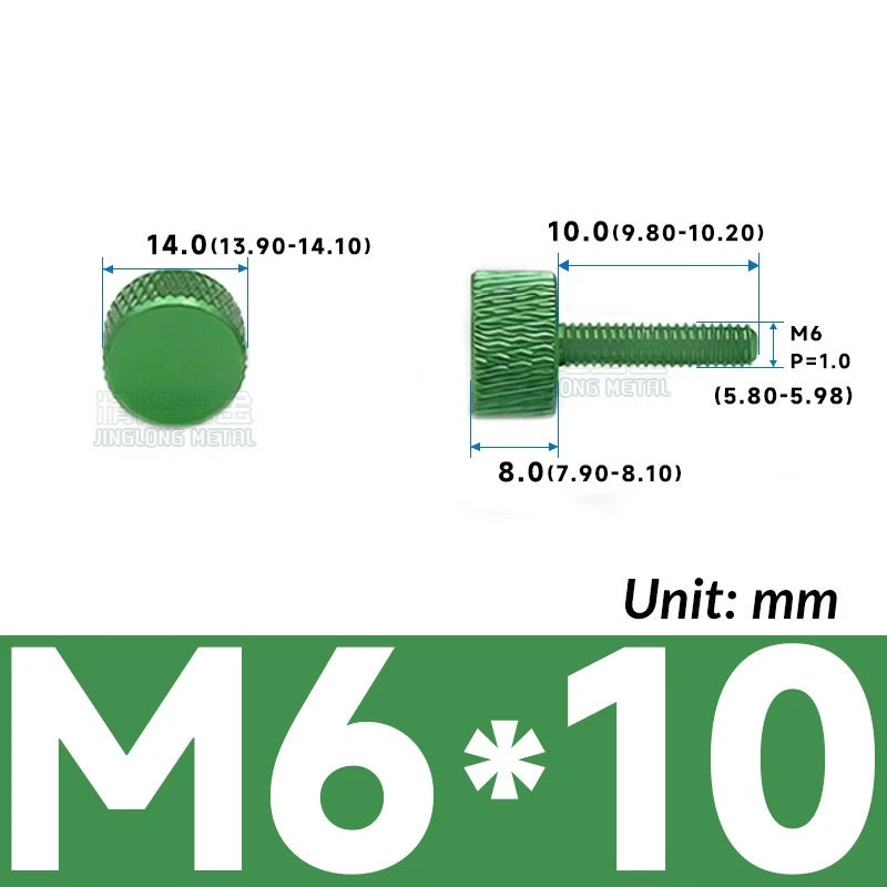M6 Knurled Thumb Screws Aluminum Alloy DIY Hand Tighten Grip Knob Adjustmen Bolt
