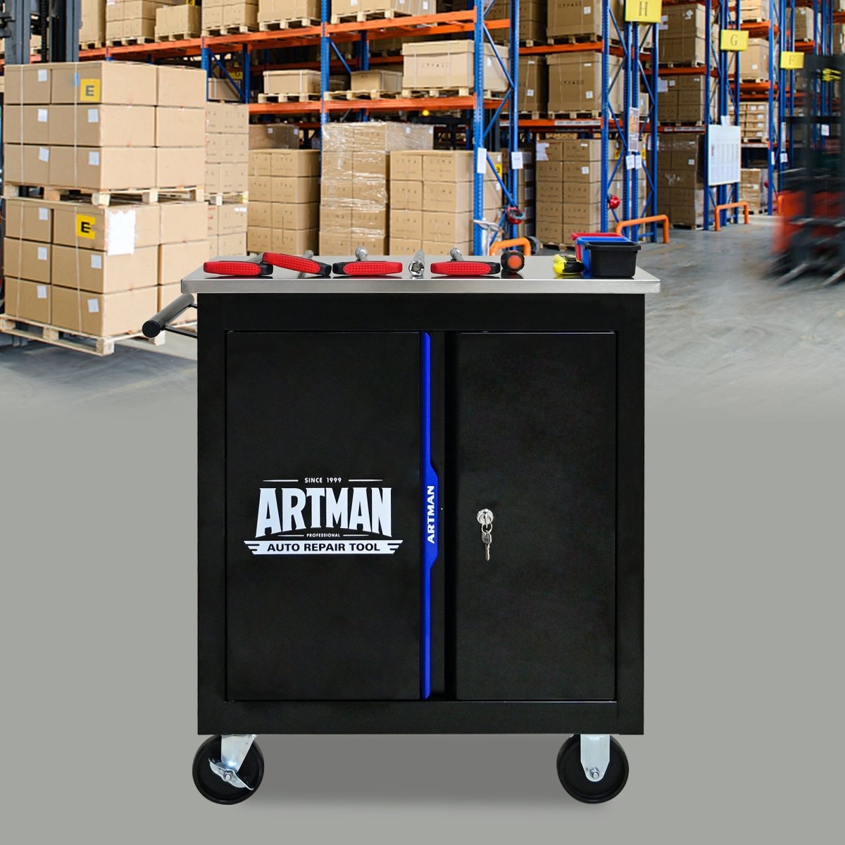 Movable Lockable Double Door Partition with Lock Multi - functional Hardware Storage Tool Car Auto Repair Locker - HomeDIYer