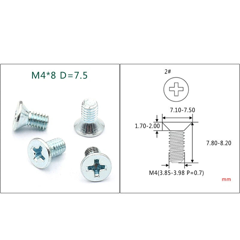 M4 M5 M6 Phillips Countersunk Screws – Zinc Plated Carbon Steel, 6–24mm Lengths (Bulk Pack)