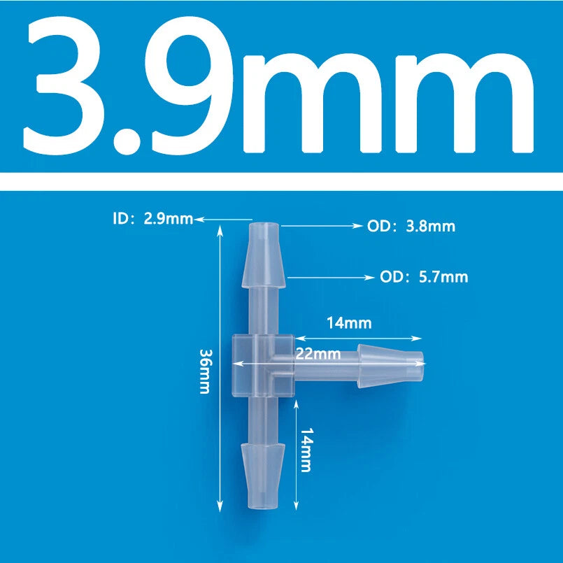 T-Type Three Way Plastic Barbed Hose Connector — Equal Tube Joiner Fitting