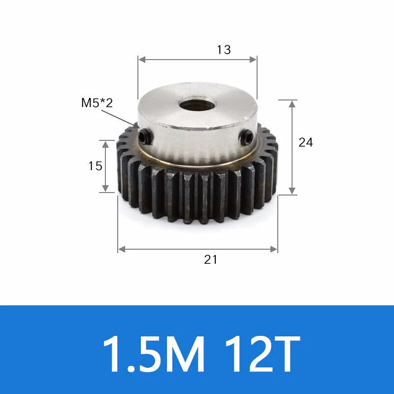 Spur Gear 45# Steel Transmission Gear 1.5/2 Mod 12-27 Teeth With Step Motor Gear