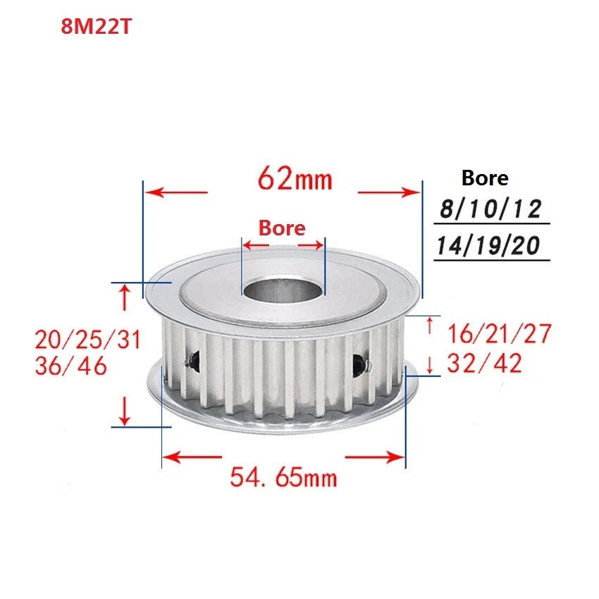HTD-8M 15-40T Timing Pulley Pitch 8mm Synchronous Wheel Width 16/21/27/32mm