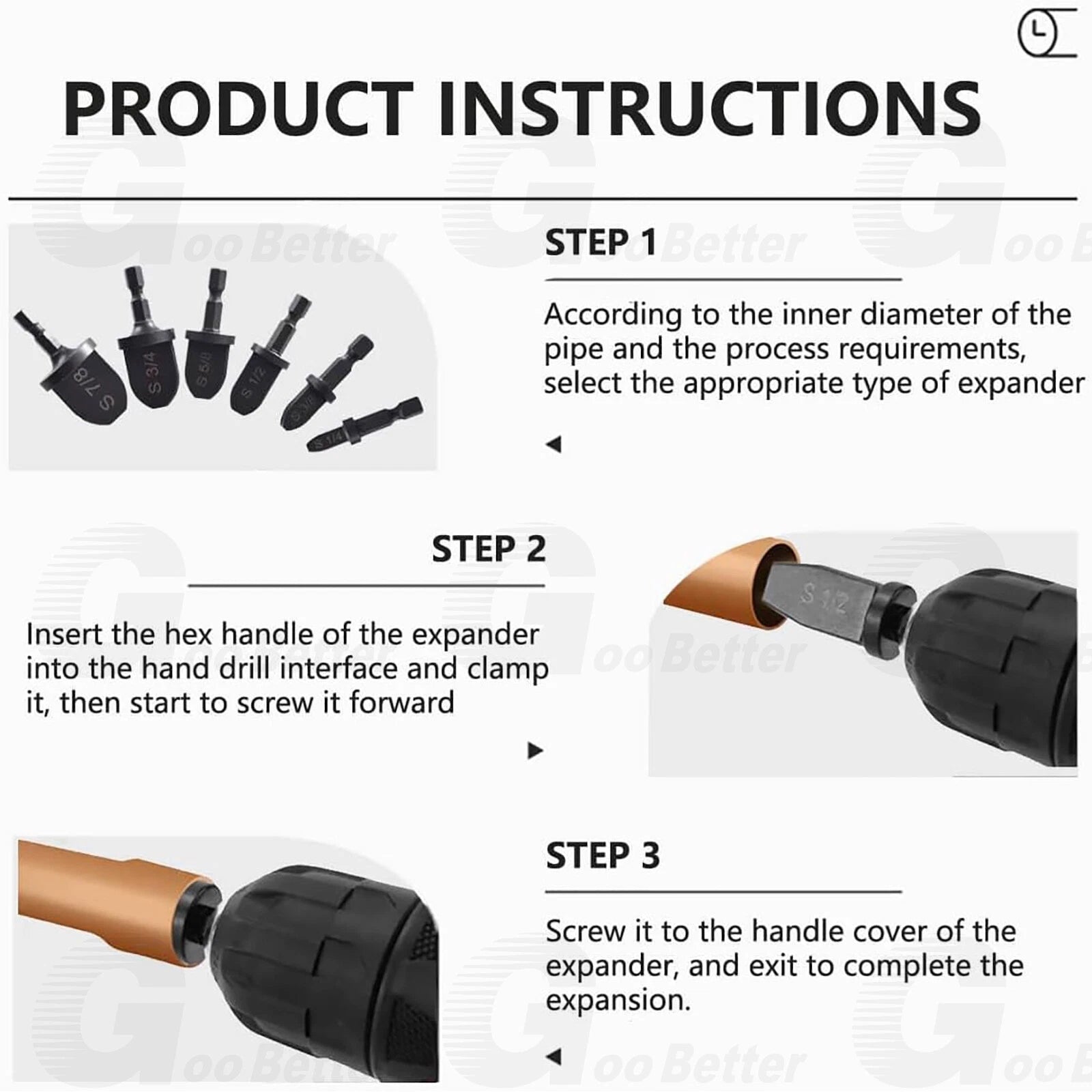 7x Swaging Tube Expander Tool Drill Bit Set Air Conditioner Copper Tube Expander