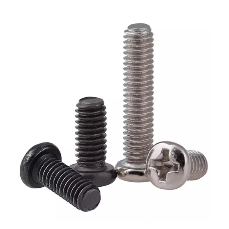 M1–M6 Phillips Pan Head Round Machine Screws – Carbon Steel, Fully Threaded (2–100mm Lengths)