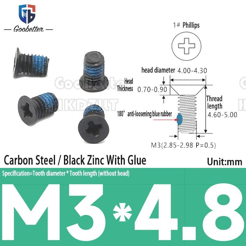 M3 Phillips Flat Head Machine Screws – Carbon Steel Countersunk Bolts, 3 mm to 15 mm - HomeDIYer
