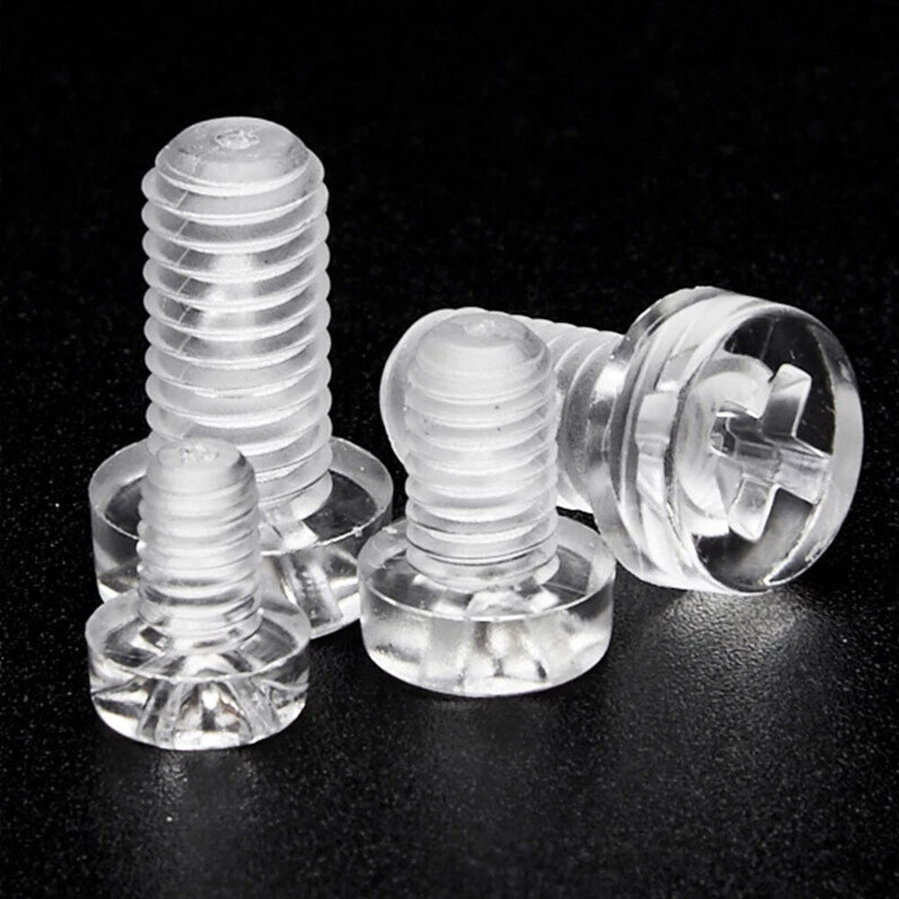 Transparent Nylon Phillips Round Head Machine Screws – M3 M4 M5 M6, PA66 Plastic, Fully Threaded