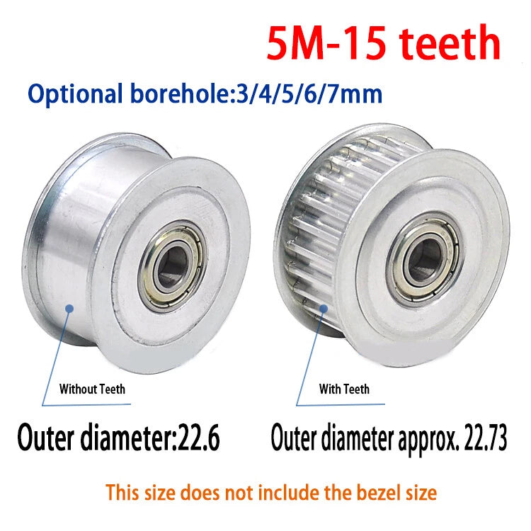 HTD 5M 3mm - 15mm Bore Timing Belt Idler Pulley 12T - 35T Tooth & Toothless