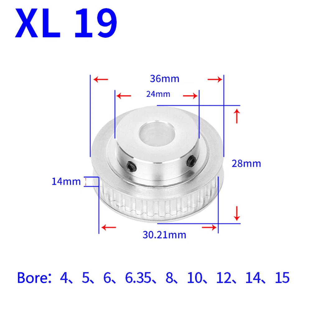 XL 15T-60T Timing Belt Pulley Pitch 5.08mm With Keyway Drive Pulleys Width 14mm