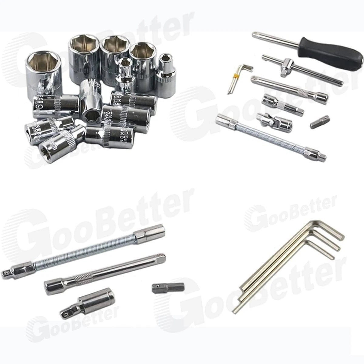 46x Socket Wrench Set 1/4" Drive Ratchet Set Wrench Bits Garage Car Repair Tools