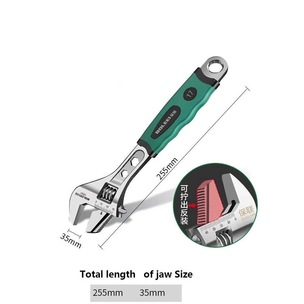 Adjustable Spanner Wrench 6" 8" To 24" Garage Tool Soft Grip Handle Metric Scale