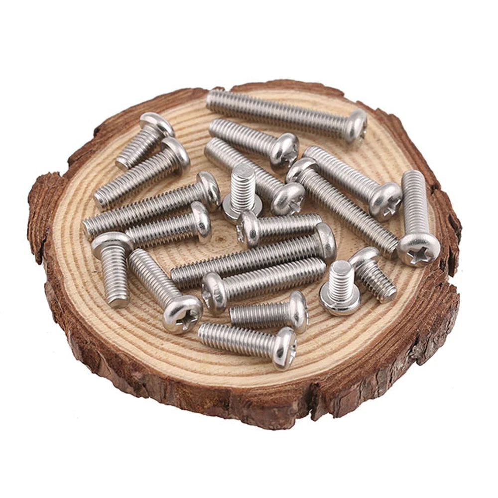 M2 M4 M5 Phillips Pan Head Machine Screws – 304 Stainless Steel, Fully Threaded (Length Under Head)