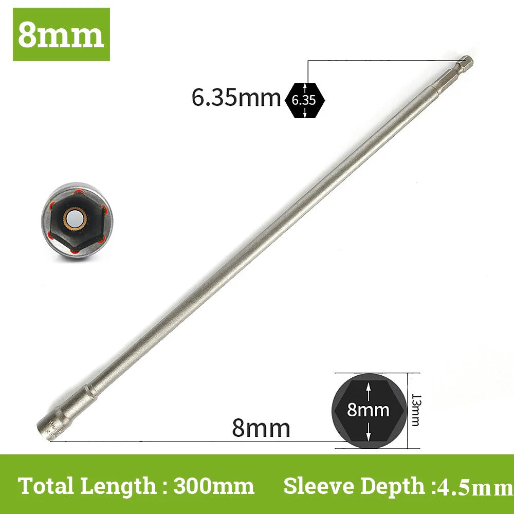 Hex With or Non-Magnetic Nut Driver 1/4 Socket Wrench Impact Drill Bit 300/350mm