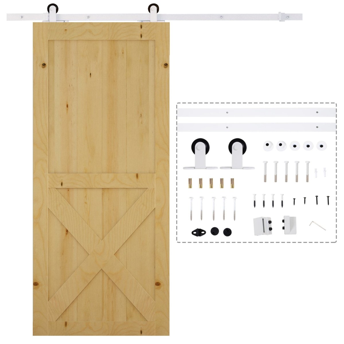 Rustic Interior Sliding Barn Door Mounting Hardware Kit White - HomeDIYer
