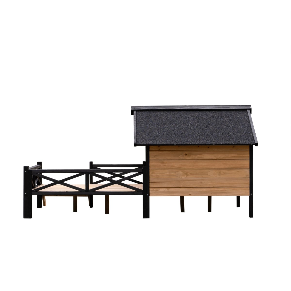 Outdoor Large Wooden Cabin House Style Wooden Dog Kennel with Porch - HomeDIYer