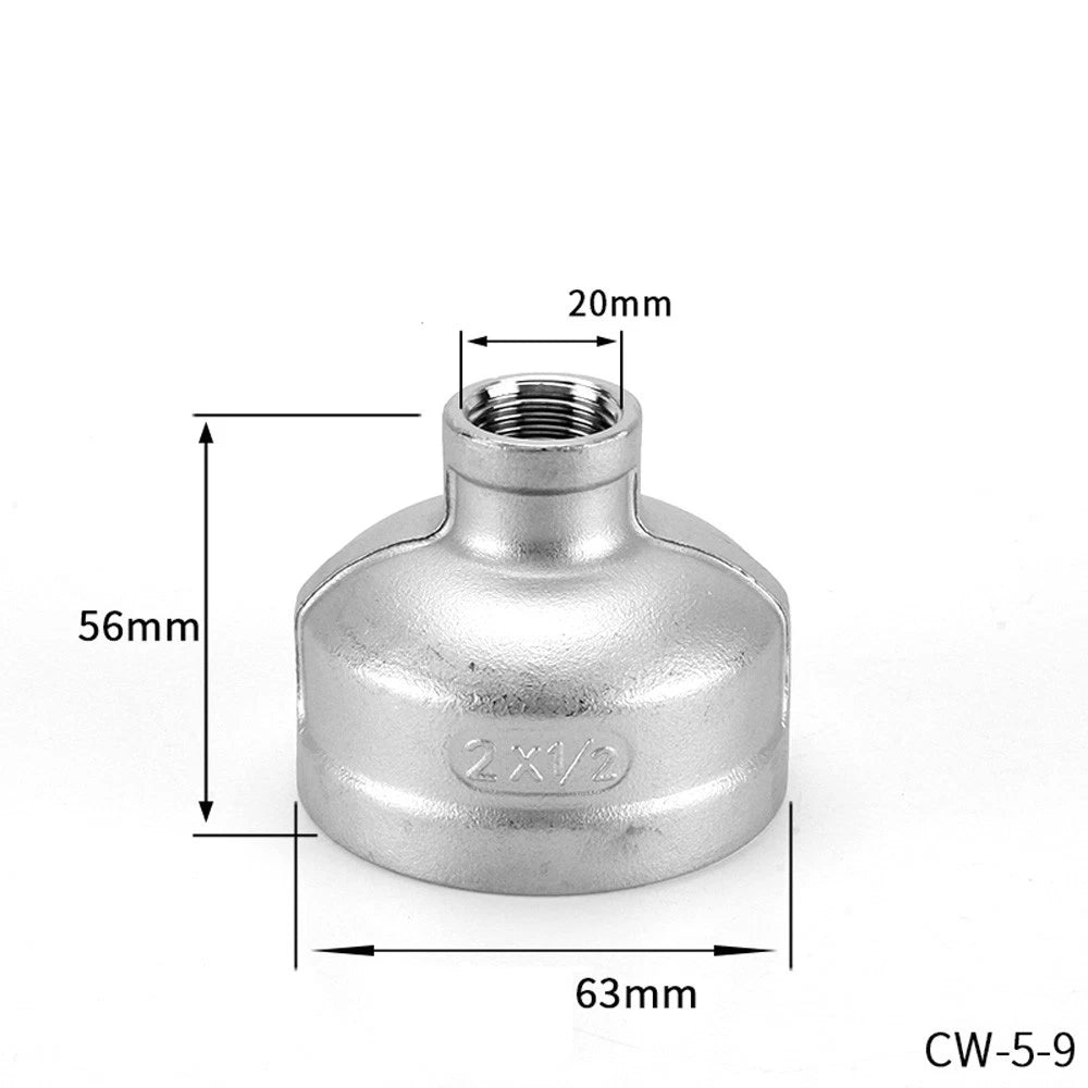 BSP Female Threaded Pipe Reducer Coupling — Stainless Steel A2, 1/2" to 4"