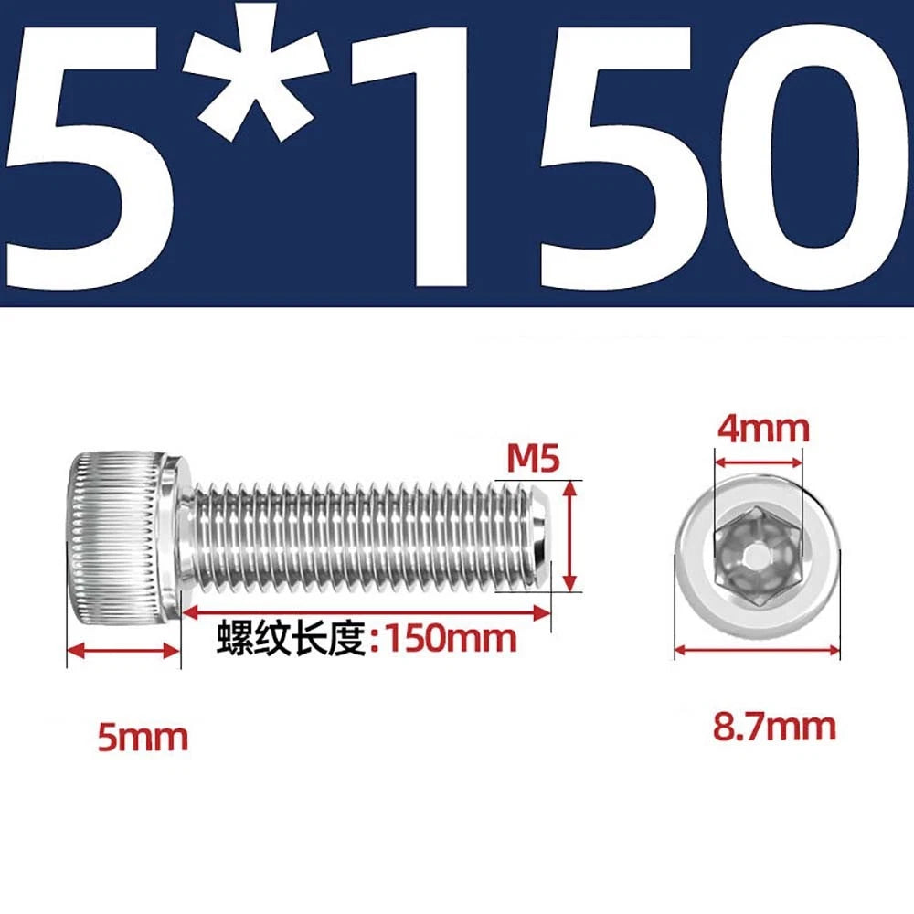 M3 M4 M5 Socket Head Cap Screws – A2 Stainless Steel, High Strength & Corrosion Resistant