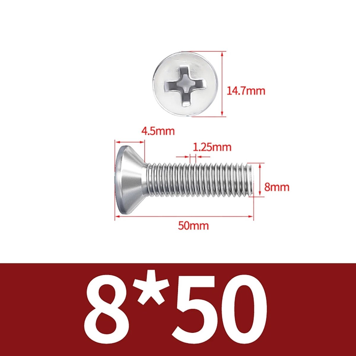 M3–M10 Phillips Countersunk Machine Screws – A2 Stainless Steel, Flat Head, Fully Threaded (3–100mm Overall Length) - HomeDIYer