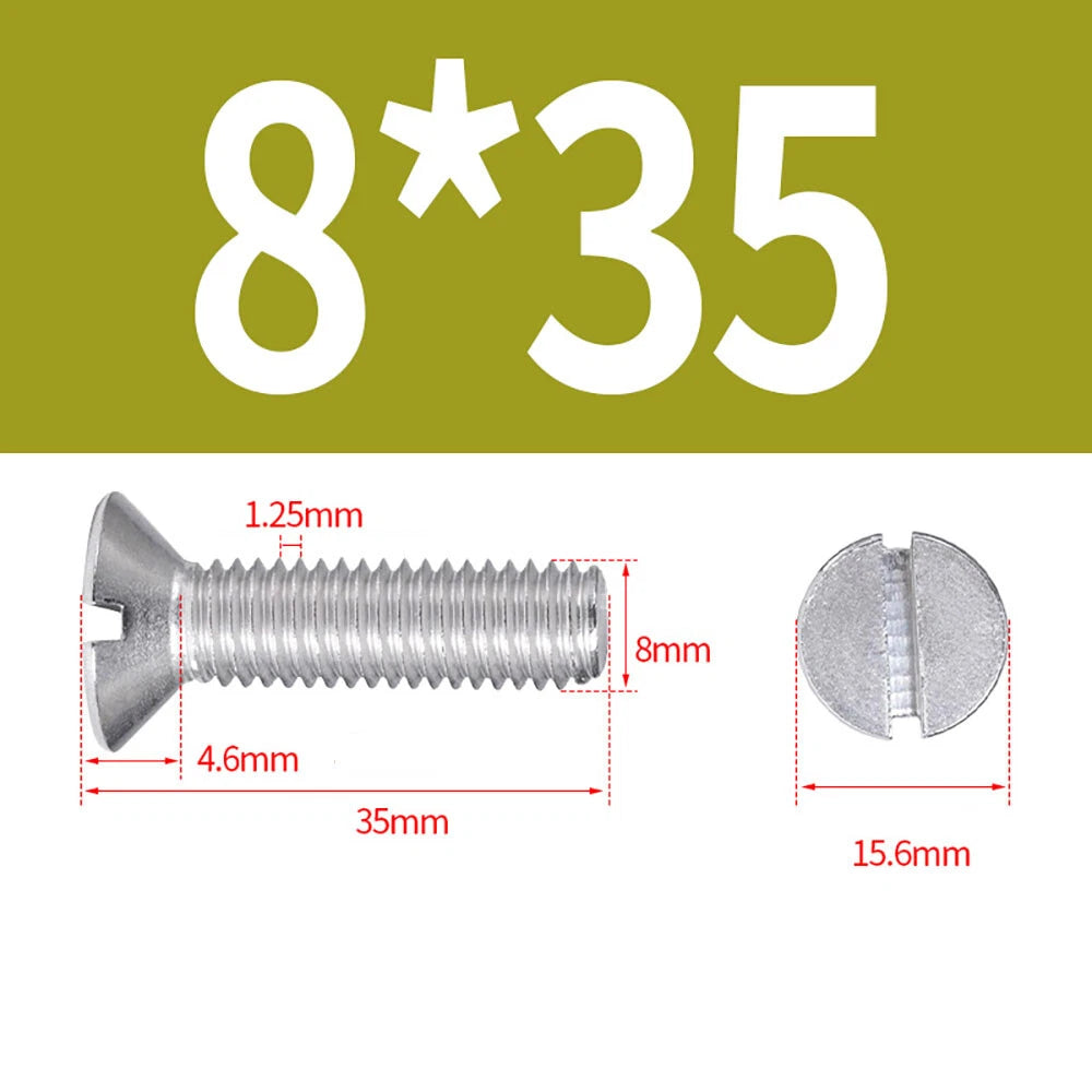 M1.6–M8 A2 Stainless Steel Flat Head Slotted Machine Screws | Countersunk Bolts
