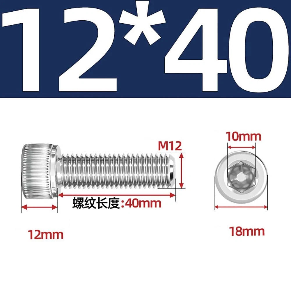Socket Head Cap Screws – A2 Stainless Steel, M6 to M24, Hex Drive (DIN 912)