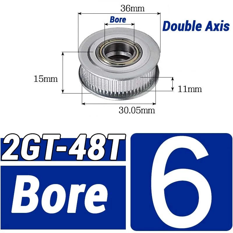 GT2 Timing Belt Pulley 16-100 Teeth 6-10mm Teeth Width Bore 3mm-25mm For 3D