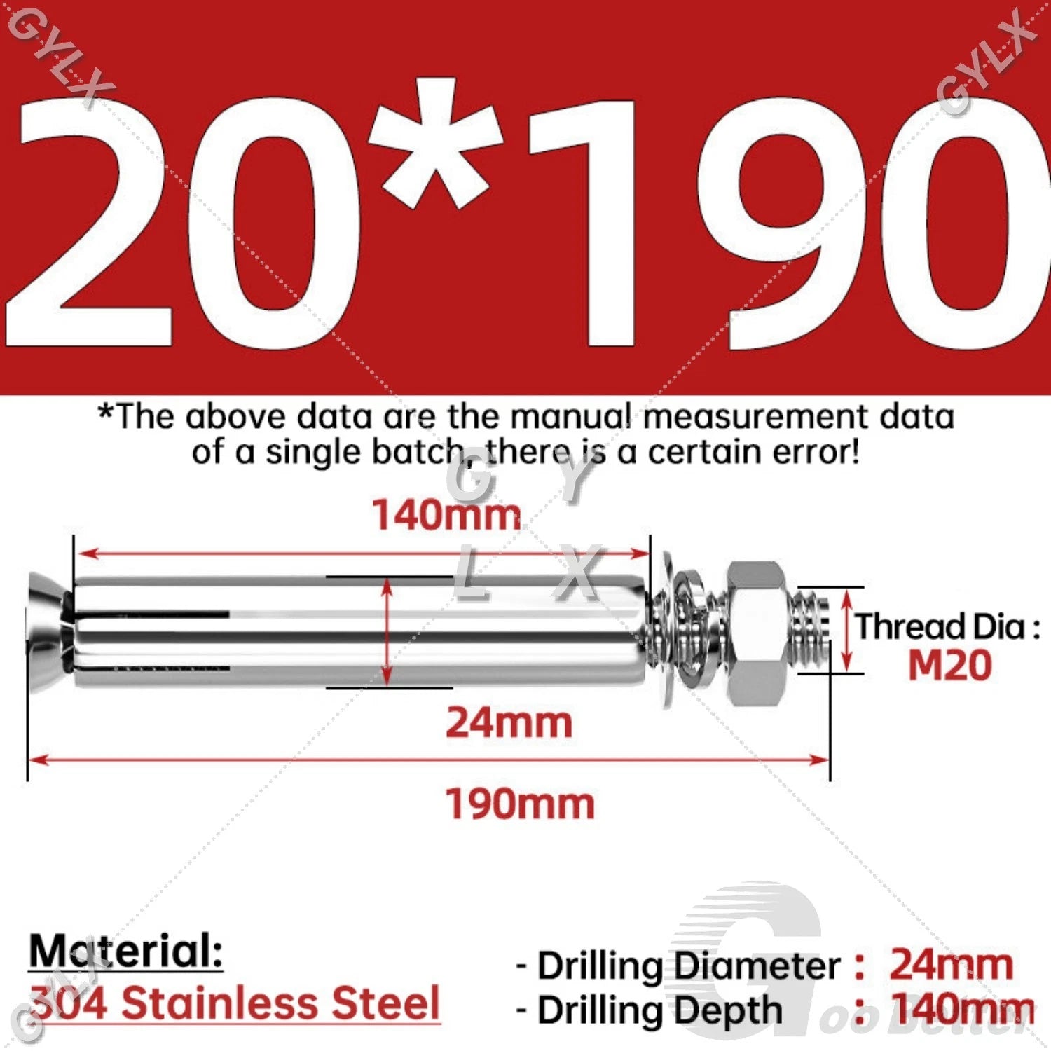 Concrete Expansion Bolts Wall Anchor Screws — M6 to M20 | Stainless Steel & Zinc Plated