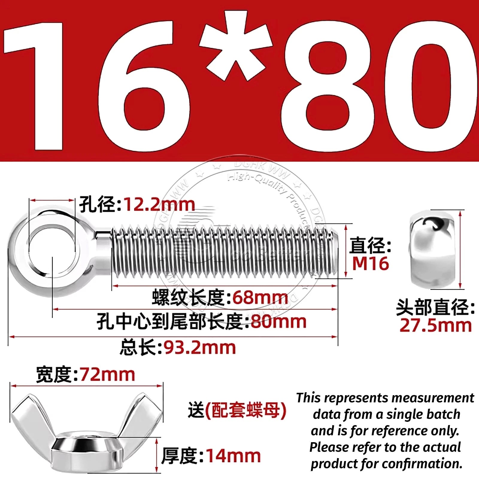 Eye Bolts with Nut — Forged Stainless Steel Threaded Ring Hanging Screws