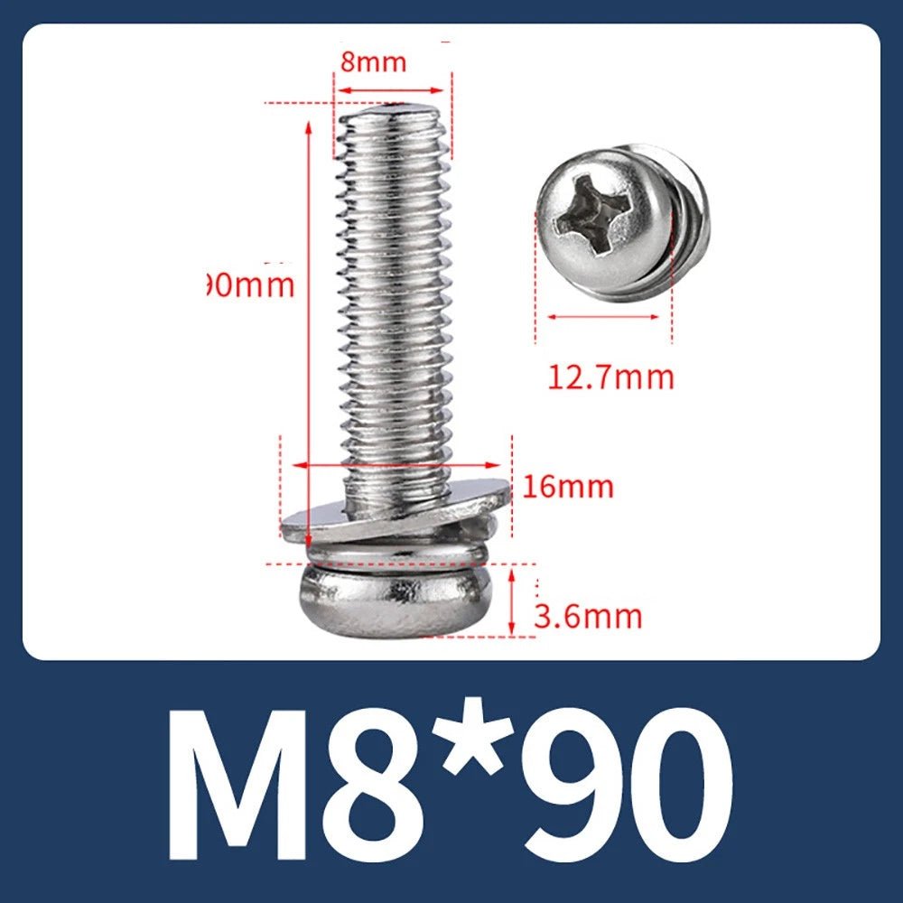 M2–M10 Phillips Button Head Machine Screws — 304 Stainless Steel - HomeDIYer