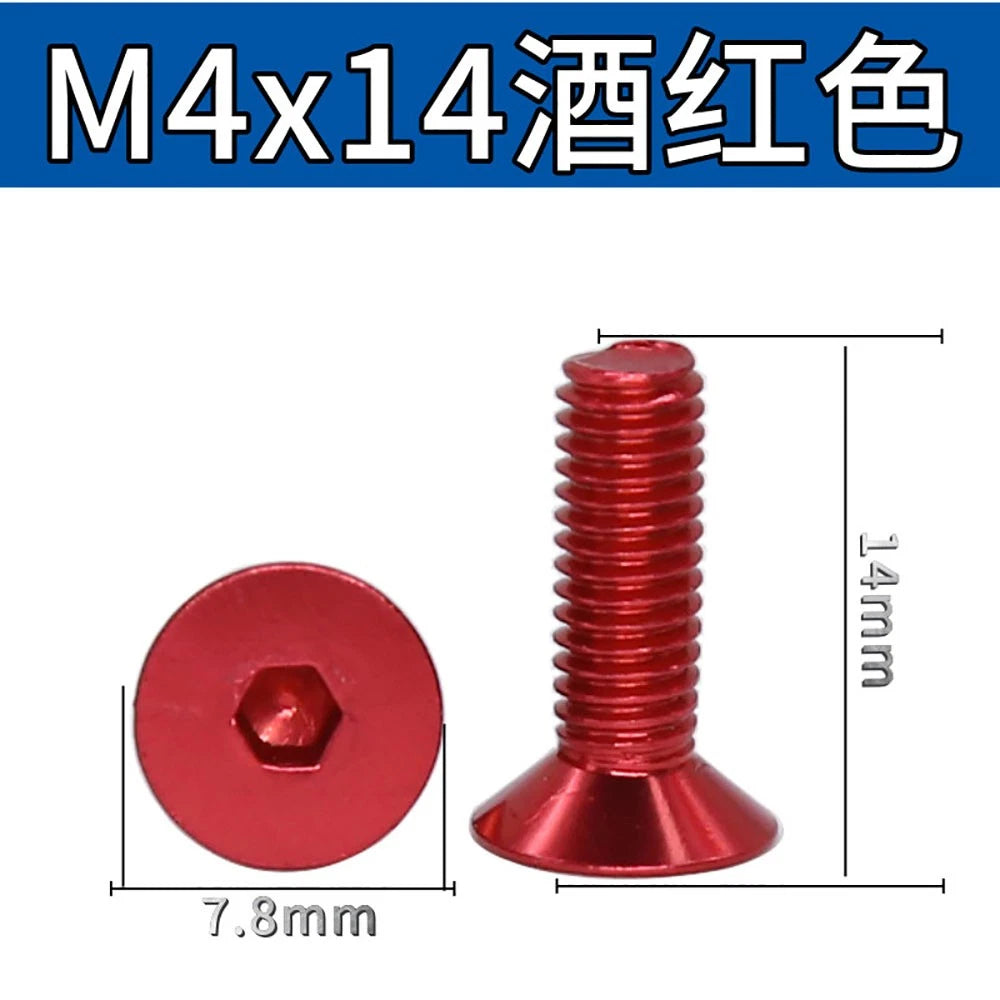 M3.5 / M4 Countersunk Hex Socket Screws — Anodized Aluminum Alloy, 10 Colors
