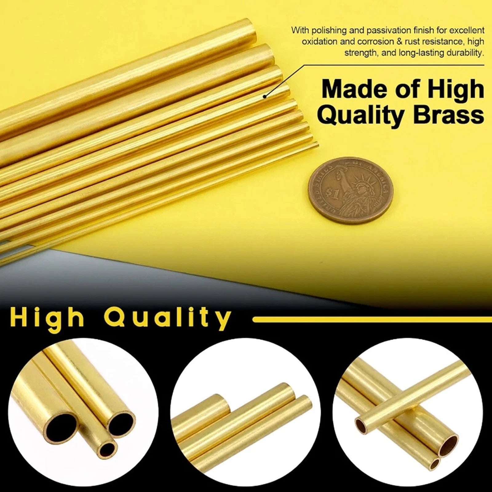 Brass Round Tube 300mm — Select O.D. 0.8mm to 25mm | DIY & Hobby Pipe
