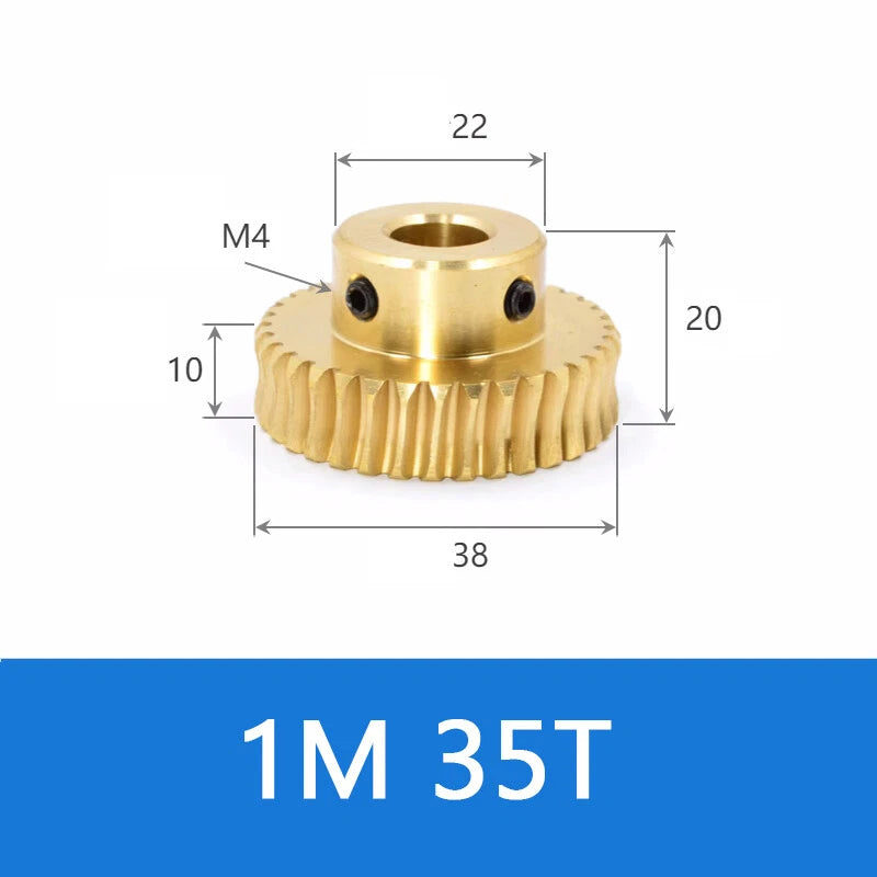 Brass Worm Wheel Gear 1/1.5 Modulus Transmission Gear Worm Rod Worm Gear Shaft